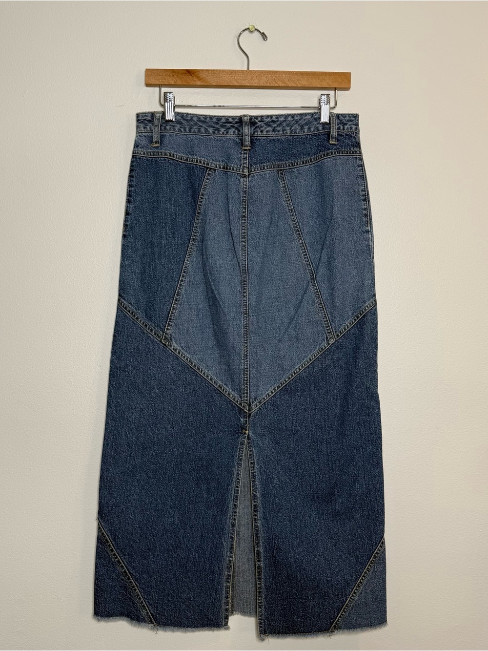 Y2K Vintage 100% Cotton Denim Patchwork Mossimo Maxi Skirt Mary Kate & Ashley 5 - Picture 2 of 3